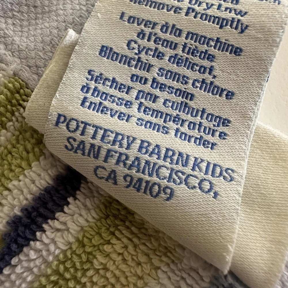VTG Pottery Barn Kids Striped Hooded Poncho Towel Multicolor Cotton Bath 24x47